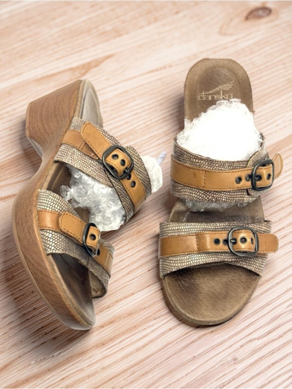 Dansko Jessie Sand Lizard Wedge Sandals